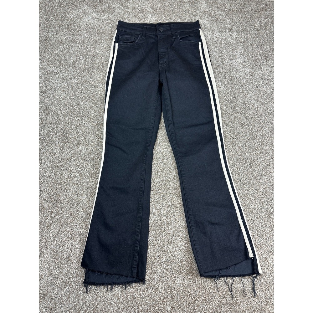 MOTHER The Insider Crop Jeans Women's Size 26 Step‎ Fray In Guilty Racer Black
